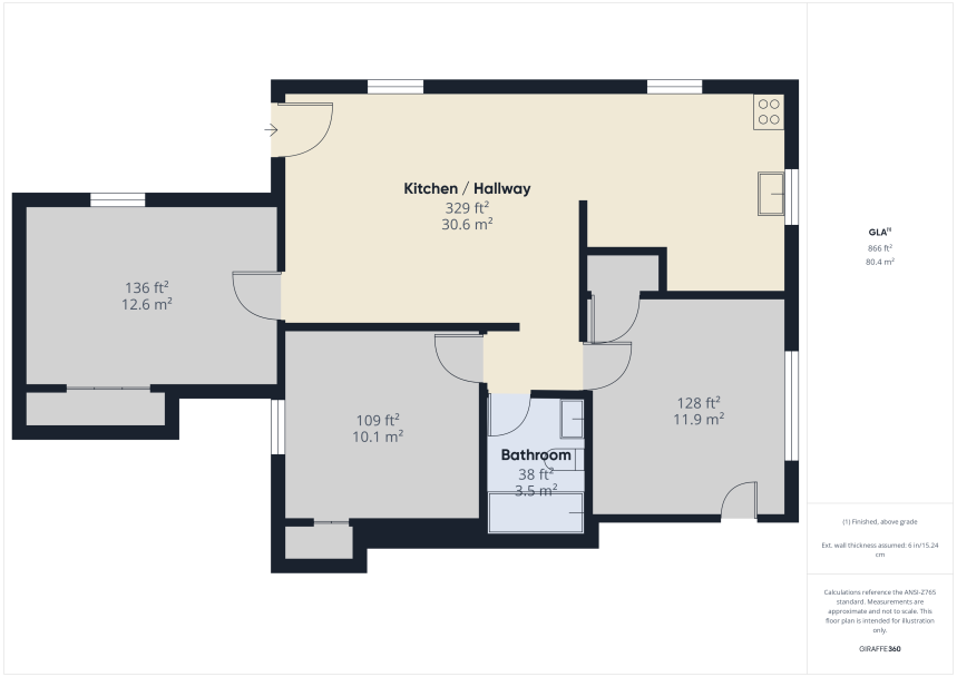 floorplan of a two bedroom apartment at The Rio Villas